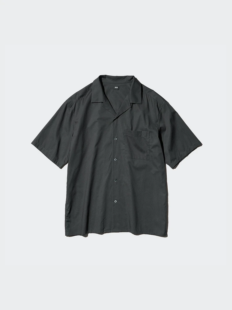 MODAL OPEN COLLAR SHORT SLEEVE SHIRT