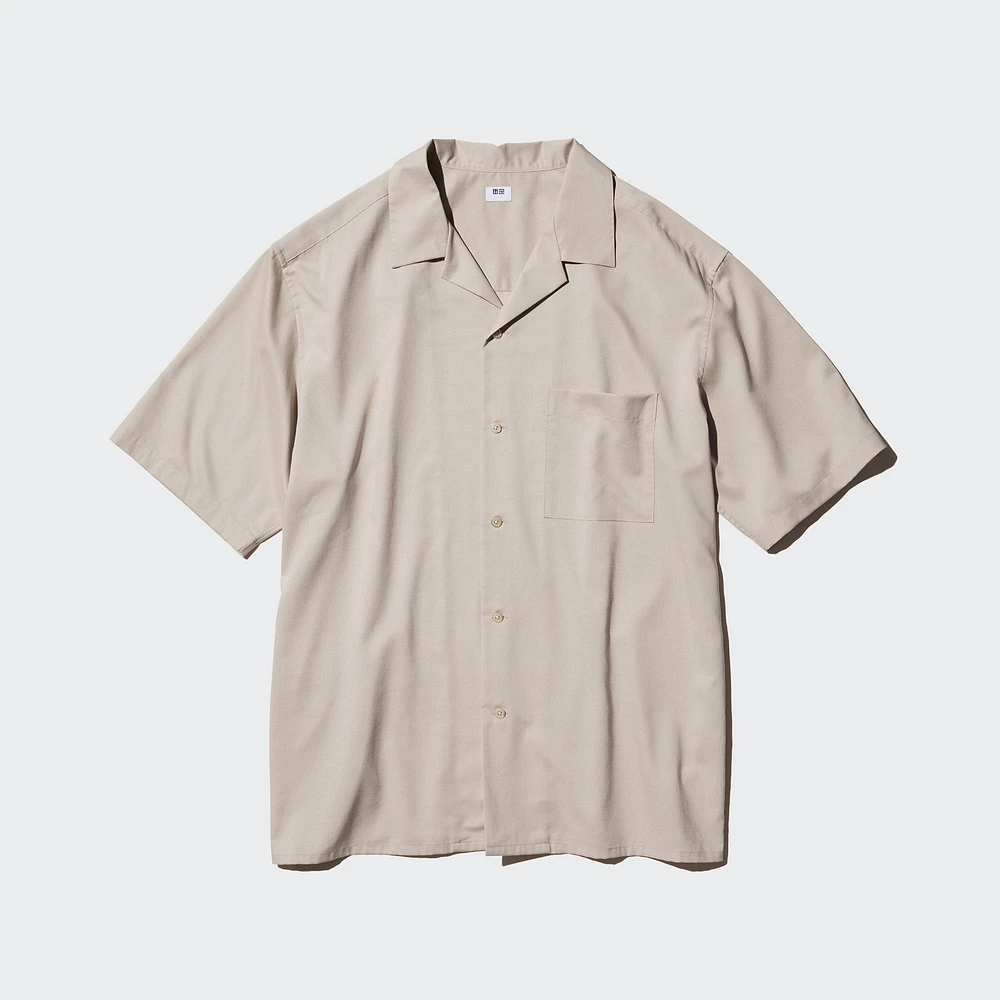 MODAL OPEN COLLAR SHORT SLEEVE SHIRT