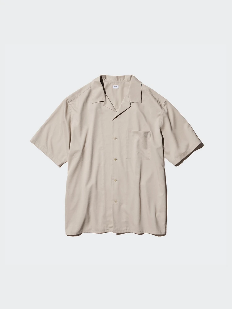 MODAL OPEN COLLAR SHORT SLEEVE SHIRT