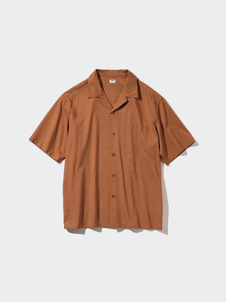 MODAL OPEN COLLAR SHORT SLEEVE SHIRT