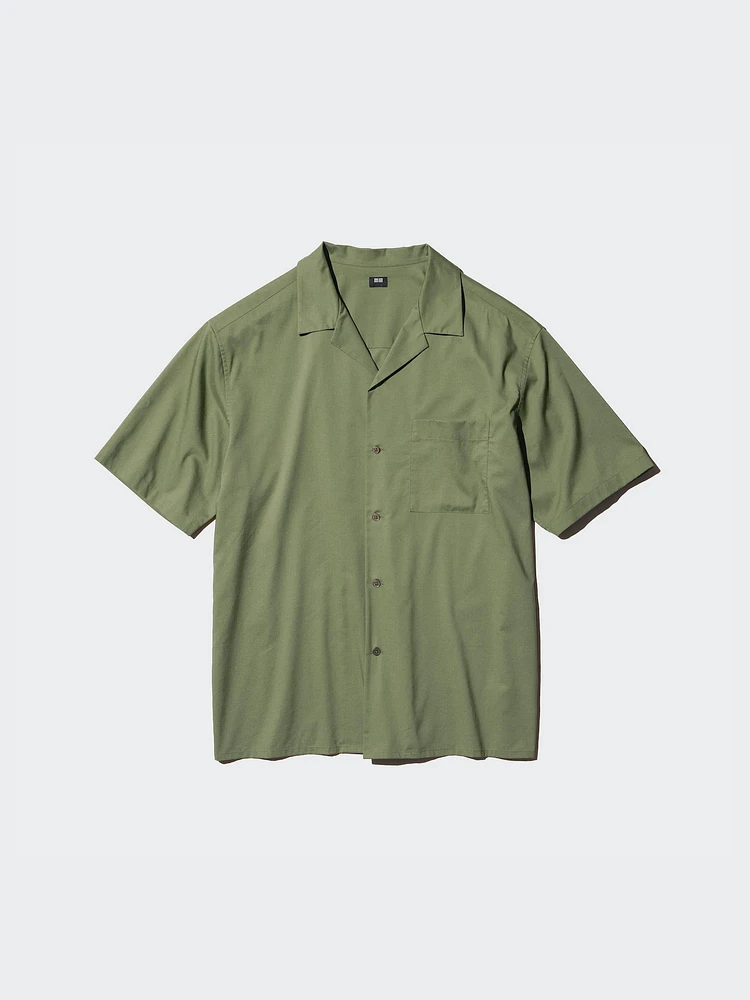 MODAL OPEN COLLAR SHORT SLEEVE SHIRT