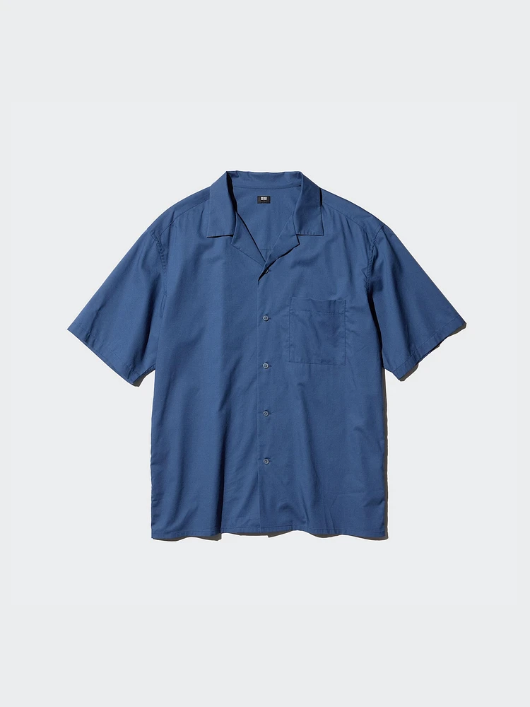 MODAL OPEN COLLAR SHORT SLEEVE SHIRT