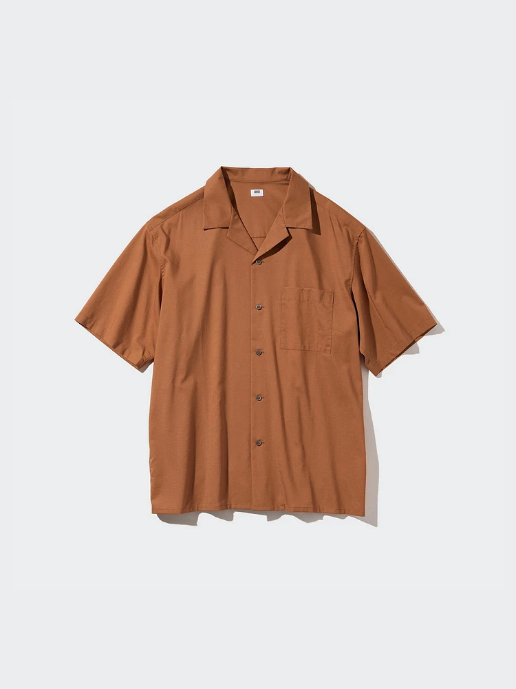 MODAL OPEN COLLAR SHORT SLEEVE SHIRT