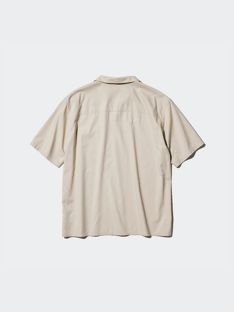 MODAL OPEN COLLAR SHORT SLEEVE SHIRT