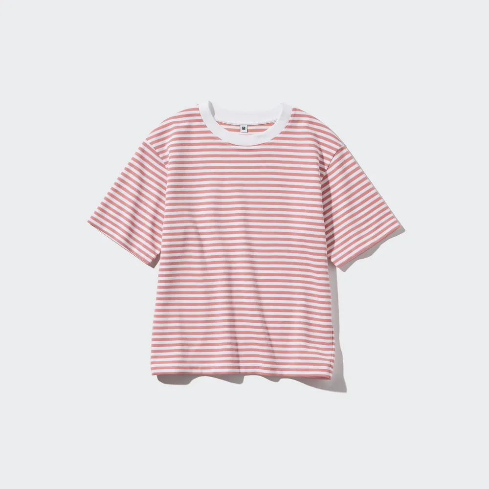 AIRism COTTON STRIPED CREW NECK SHORT SLEEVE T-SHIRT