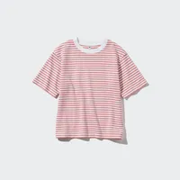 AIRism COTTON STRIPED CREW NECK SHORT SLEEVE T-SHIRT