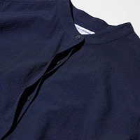Seersucker Long-Sleeve Long Shirt