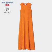 3D KNIT RIBBED SLEEVELESS DRESS