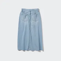 Denim Long Skirt (Raw Hem)