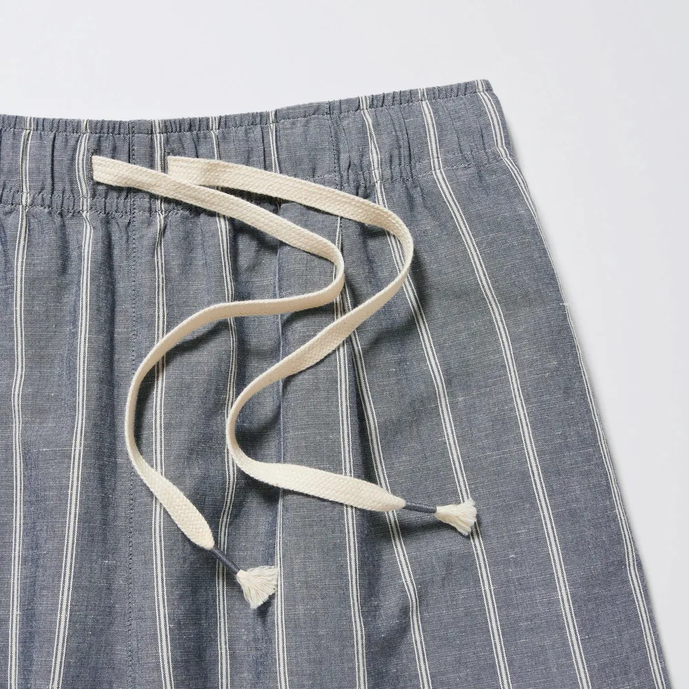 LINEN BLEND STRIPED EASY PANTS