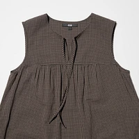 LIGHT COTTON SLEEVELESS DRESS (CHECKED)