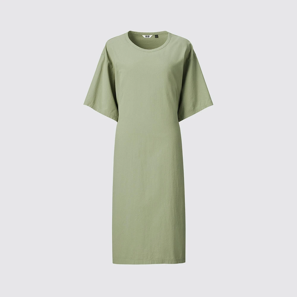 3WAY SEERSUCKER SHORT SLEEVE DRESS