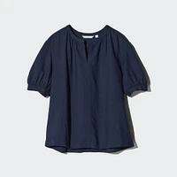 Linen Blend Volume Short-Sleeve Shirt