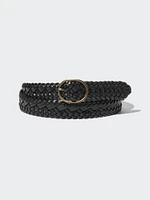 Round Buckle Mesh Leather Belt