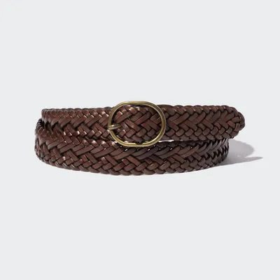 Round Buckle Mesh Leather Belt