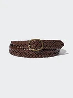 Round Buckle Mesh Leather Belt