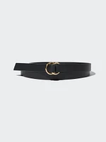 Double Ring Narrow Leather Belt