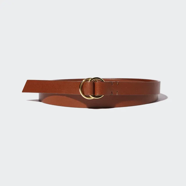 ROUND BUCKLE MESH LEATHER BELT