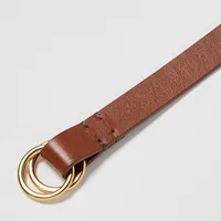 Double Ring Narrow Leather Belt