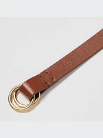 Double Ring Narrow Leather Belt