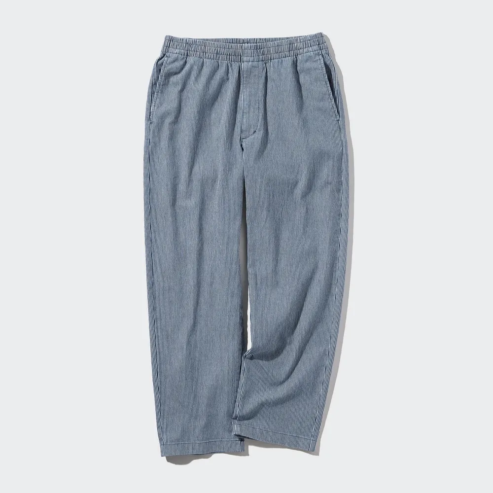 COTTON RELAXED ANKLE PANTS (STRIPED)