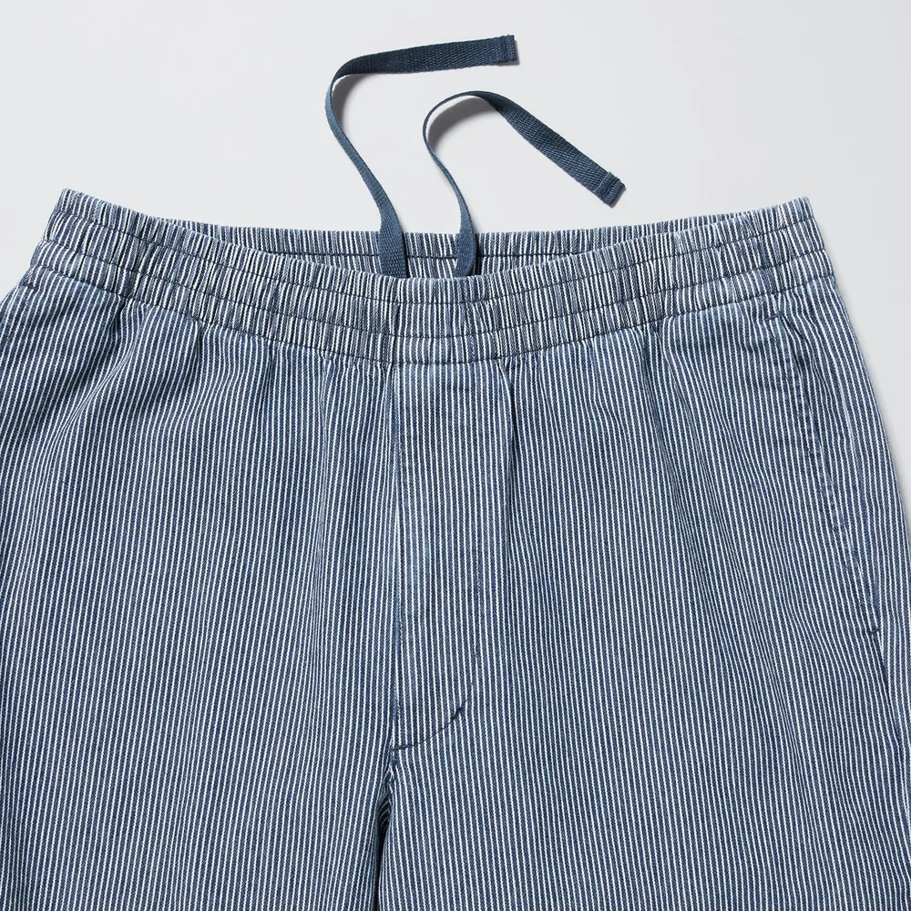 COTTON RELAXED ANKLE PANTS (STRIPED)