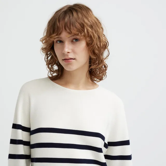 3D Knit Cotton Striped Sweater