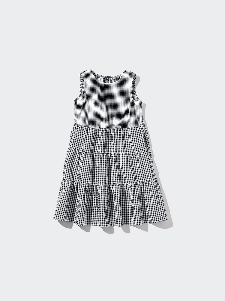 Seersucker Tiered Sleeveless Dress