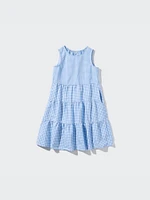 Seersucker Tiered Sleeveless Dress