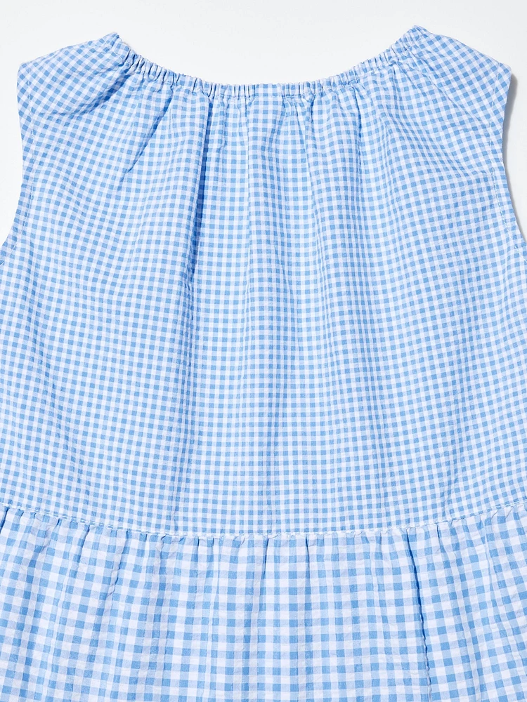 Seersucker Tiered Sleeveless Dress