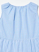 Seersucker Tiered Sleeveless Dress