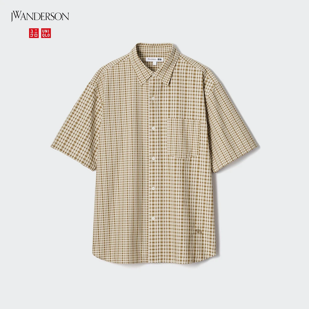 Seersucker Checked Short-Sleeve Shirt