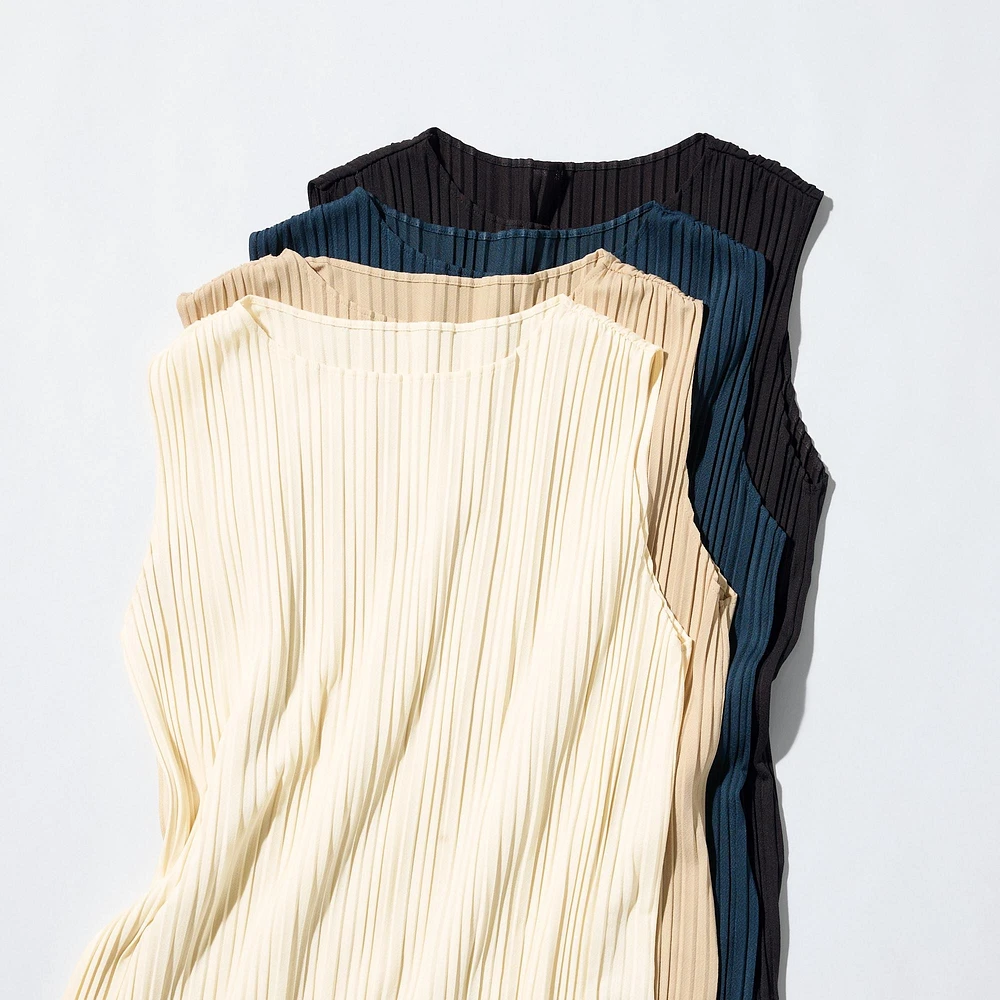 PLEATED SLEEVELESS T-SHIRT