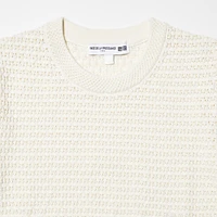 Pointelle Crew Neck Short-Sleeve Sweater