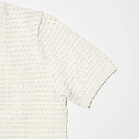 Pointelle Crew Neck Short-Sleeve Sweater