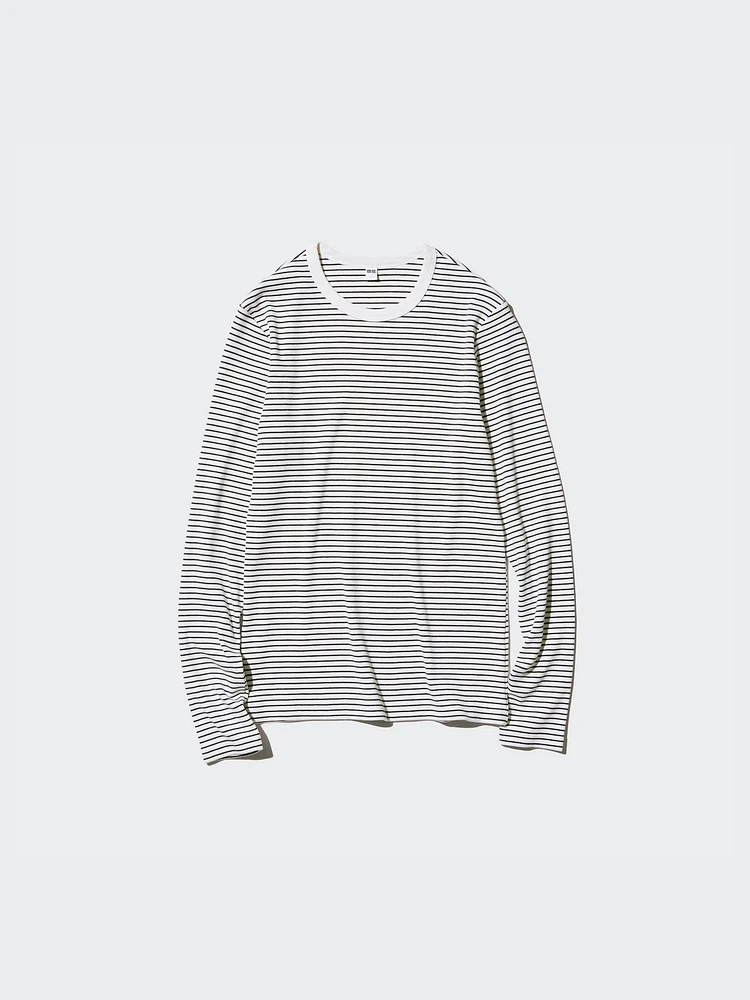 SOFT RIBBED STRIPED CREW NECK T-SHIRT