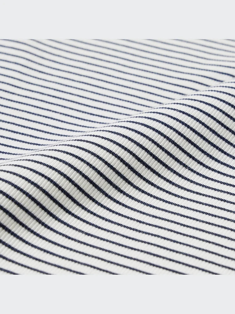 SOFT RIBBED STRIPED CREW NECK T-SHIRT