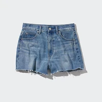 High Rise Denim Shorts (Frayed Hem)