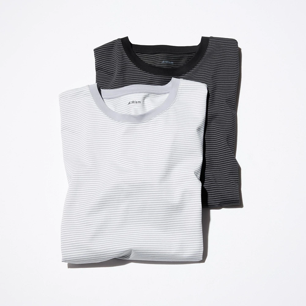 AIRism Cotton Striped Crew Neck T-Shirt (Contrast Trim)