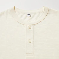 Slub Cotton Henley Neck T-Shirt