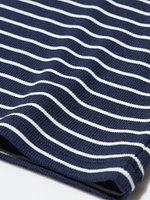 Soft Ribbed Striped Crew Neck Short-Sleeve T-Shirt