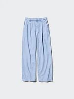 Drapey Denim Pleated Pants