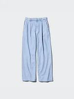 Drapey Denim Pleated Pants