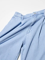 Drapey Denim Pleated Pants