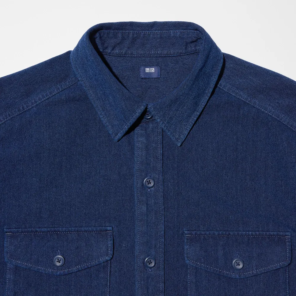 DENIM JERSEY LONG SLEEVE OVER SHIRT