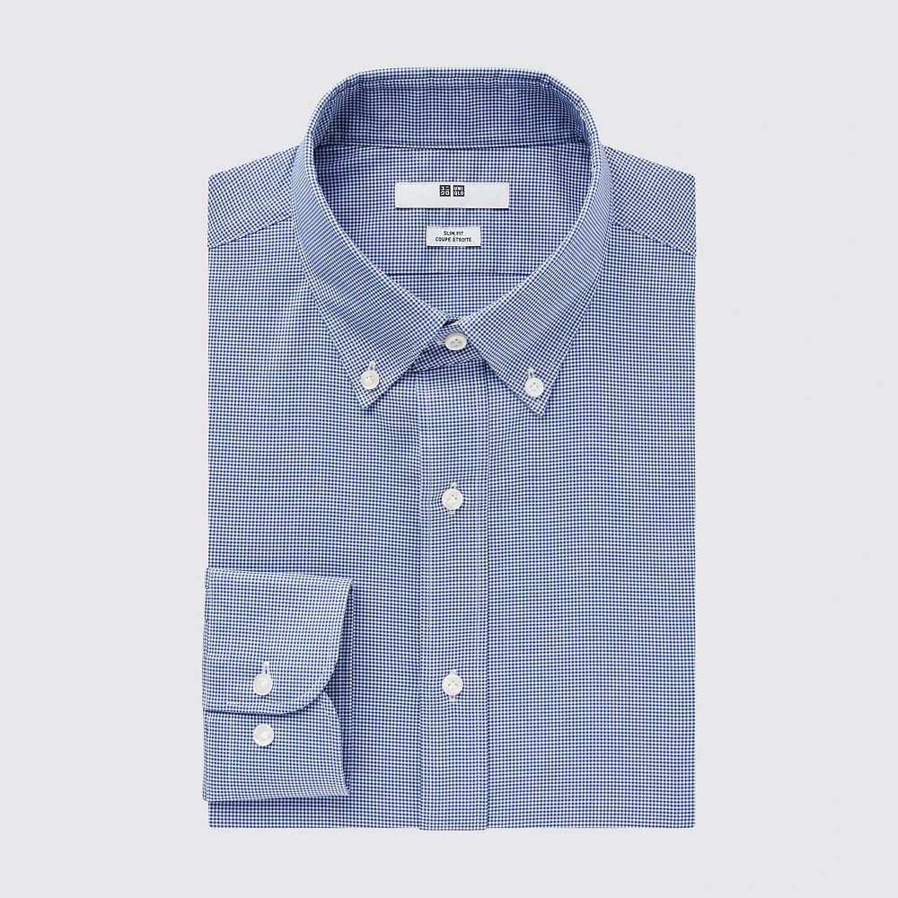 EASY CARE CHECKED STRETCH SLIM FIT SHIRT | BUTTON DOWN COLLAR