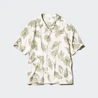 MODAL COTTON PRINTED OPEN COLLAR SHORT SLEEVE SHIRT