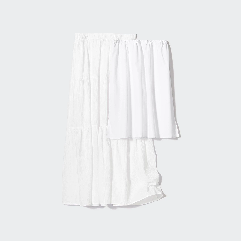 CRINKLE COTTON TIERED SKIRT