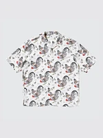 Open Collar Shirt | Short Sleeve | Ito-Jakuchu Print