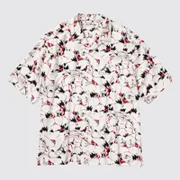 Printed Open Collar Short-Sleeve Shirt (Japanese Auspicious Symbol)